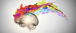 A brain with color and creativity flowing from it